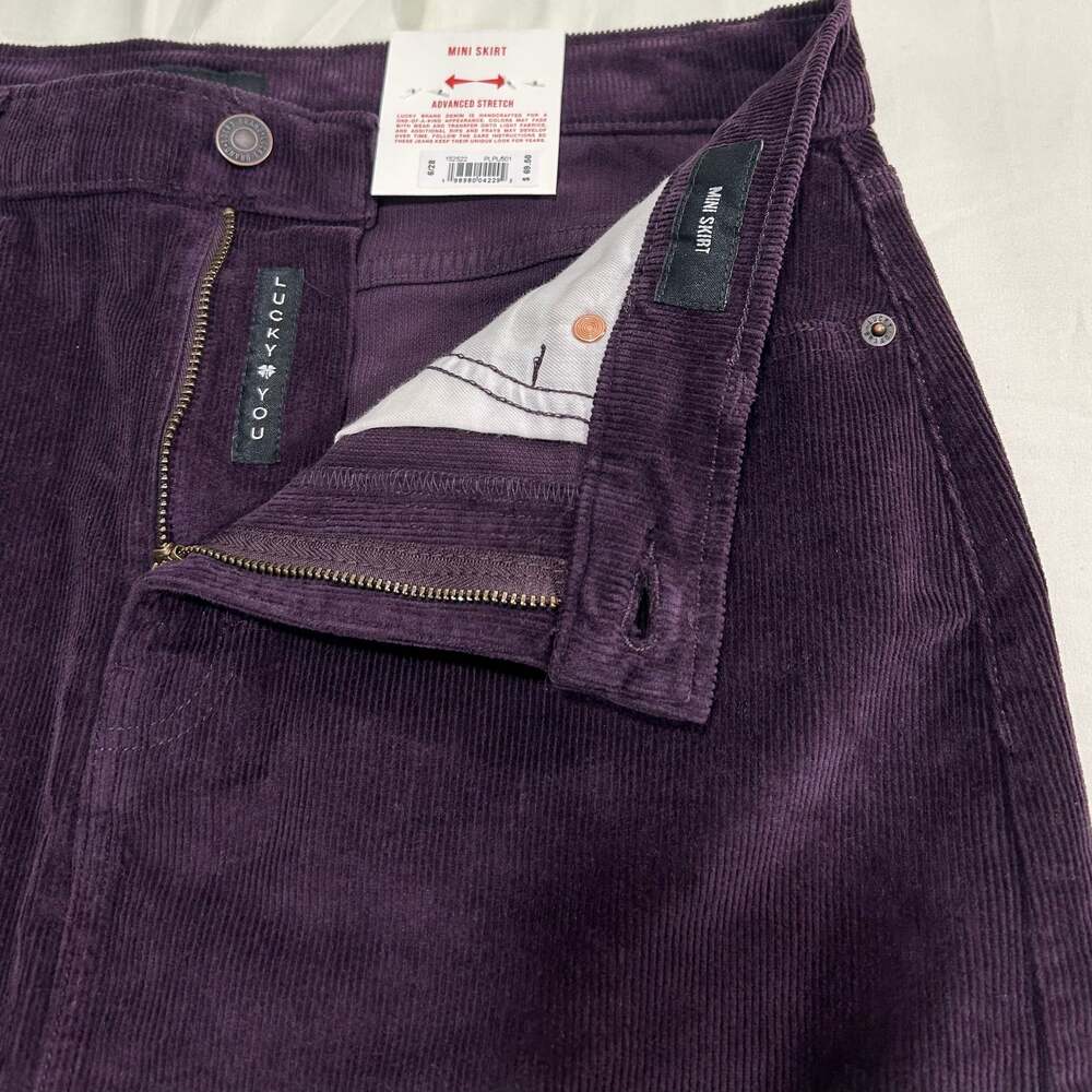 Lucky Brand Skirt Size 6 Maroon Corduroy Mini Skirt With Pockets NWT - Picture 6 of 6